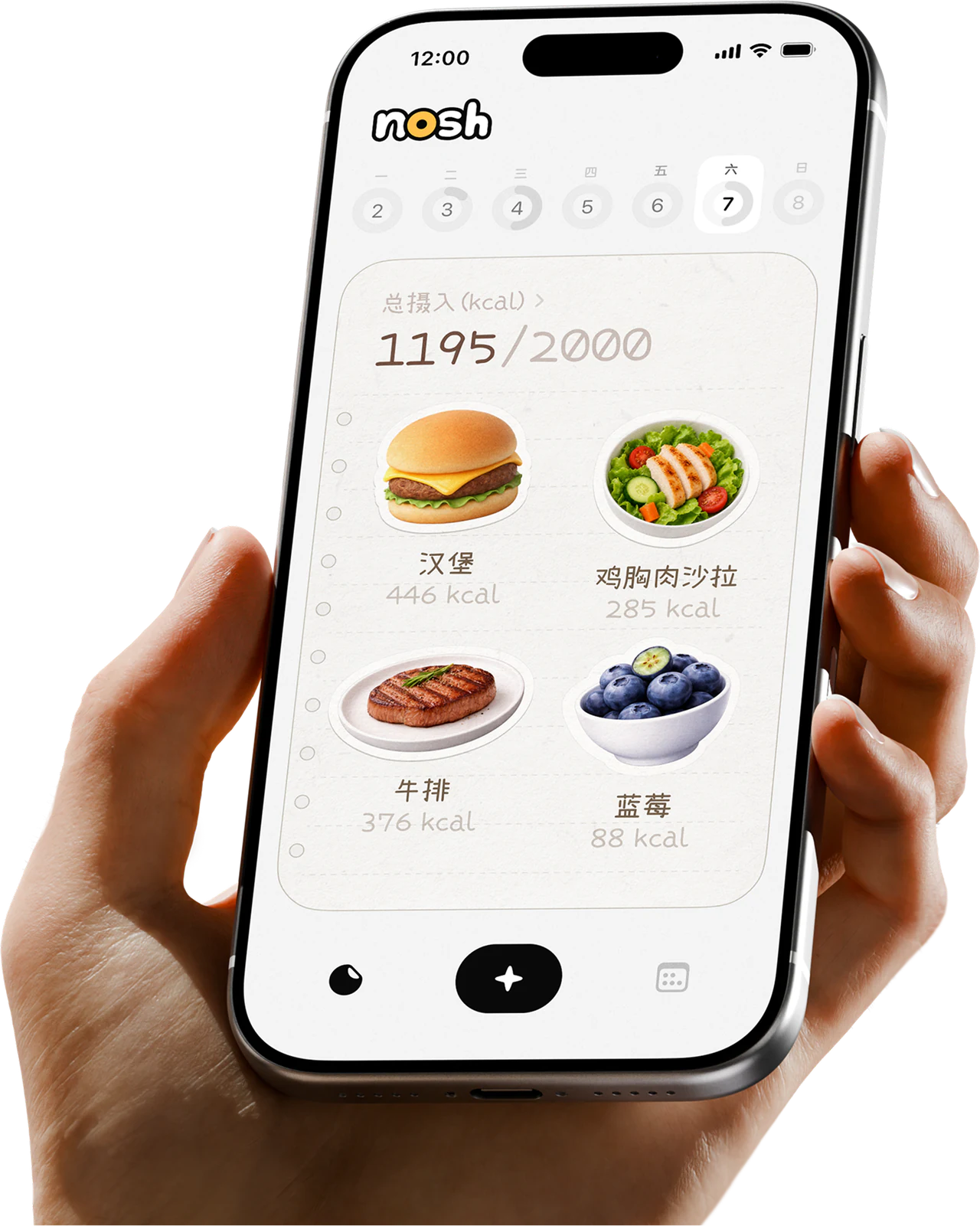 手持 iPhone 使用 nosh 查看饮食记录